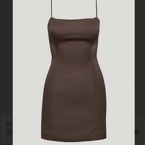Aritzia Sunday Best Shimmer Dress in Rich Mocha Brown